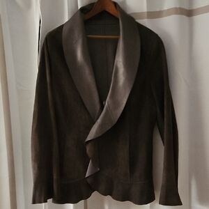 Elegant Grey Women's  Reversible LeatherJacket